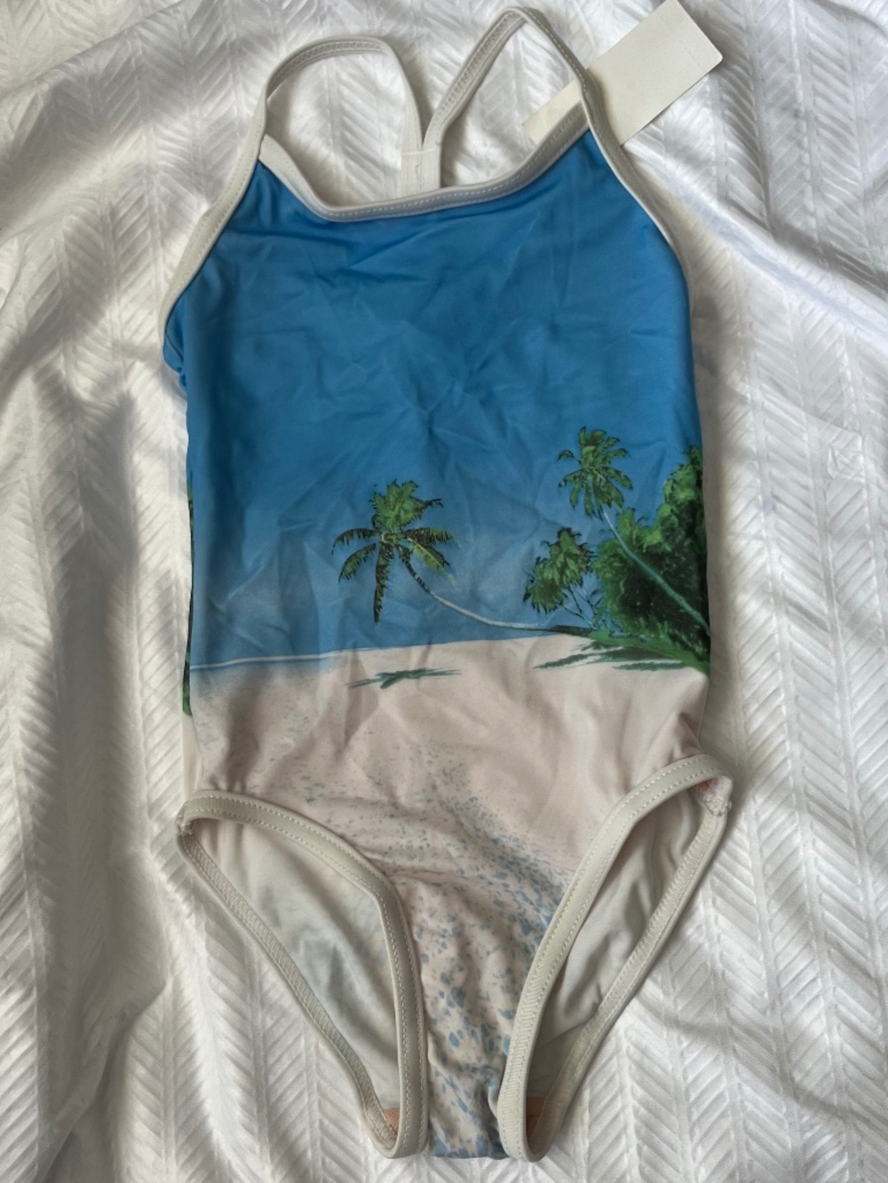 Old Navy Tropical Island Beach Print 1 Piece Swimsuit Size 4 Girls NEW